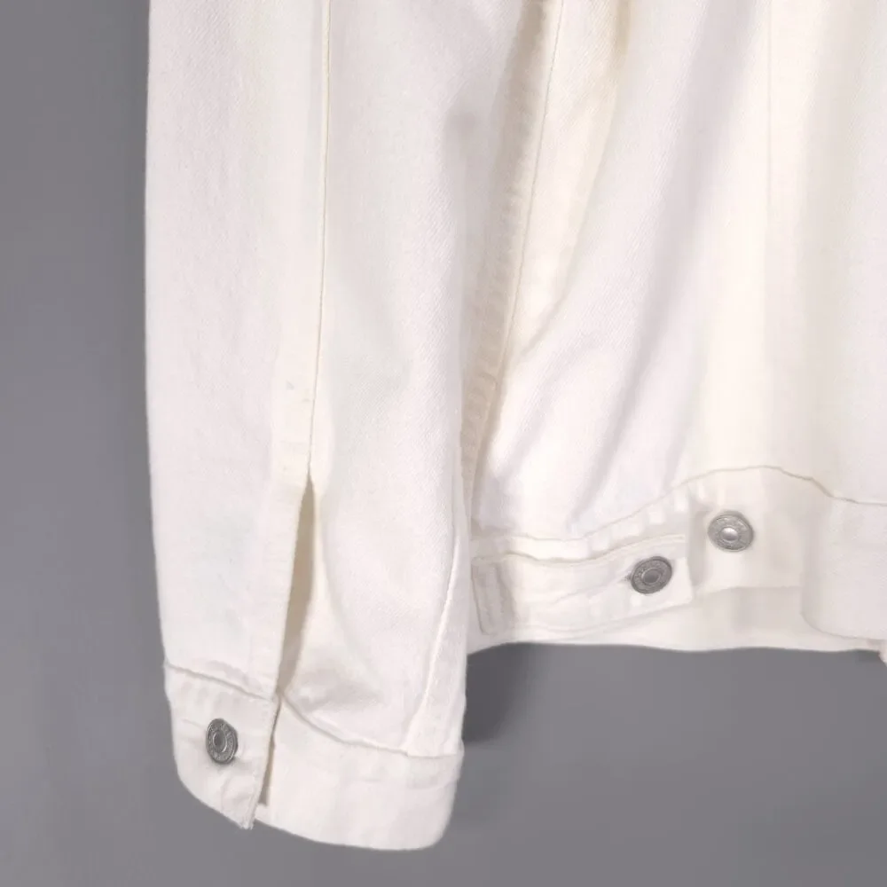 LEVIS Mens‎ Classic Denim Jacket XL Cream 100% Cotton Button Front 72334-0292
